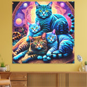 Veranda Cat Familie Canvas Afdruk (Insitu (Woonkamer))