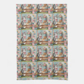 Veranda Kat Bloemstuk Patchwork Scene Theedoek (Verticaal)