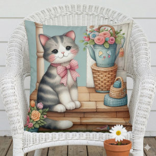 Veranda Kitty Bloemen Patchwork Scene Kussen