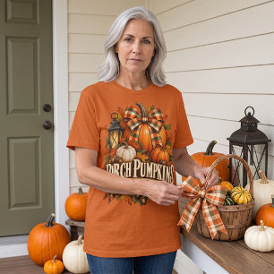 Veranda Pompoenen Geruite Strikken Herfst Cottagec T-shirt