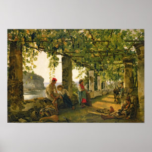 Verandah met wijnstokken, 1828 poster