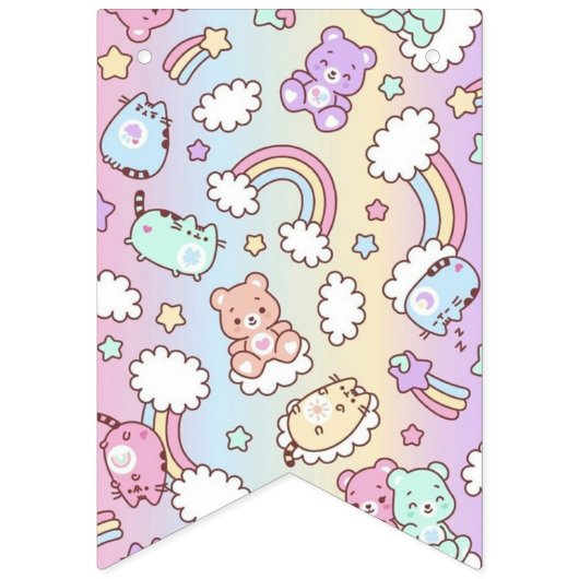 Verander Afbeelding Schattige Beer Verjaardag Vlaggetjes (Eerste vlag)