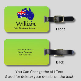 Verander ALLE tekst, Fair Dinkum Aussie Flag Kaart Bagagelabel