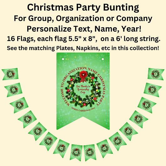Verander ALLE tekst Organisatie Kerst Party Bunti Vlaggetjes