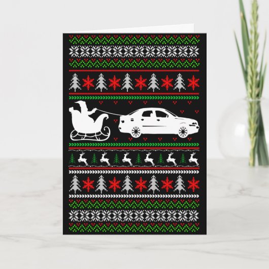Verander Binnenste Tekst Kerstman met Auto Kerstmi Feestdagen Kaart (Voorkant)