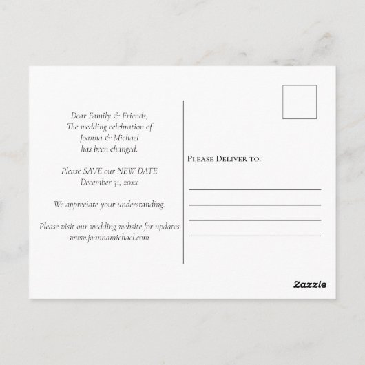 Verander de Aankondiging van de Datum van de Vertr Briefkaart (Achterkant)