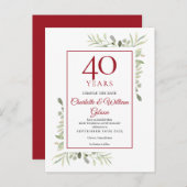 Verander de datum 40ste huwelijksjubileum groen aankondigingskaart (Voorkant / Achterkant)
