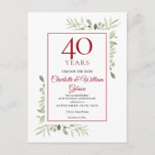 Verander de datum 40ste huwelijksjubileum groen aankondigingskaart (Voorkant)