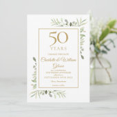 Verander de Datum 50e Jubileum Greenery Foliage Kaart (Staand voorkant)