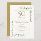 Verander de datum 50ste verjaardag groen blad kaart (Voorkant / Achterkant)