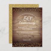 Verander de Datum 50th Wedding Jubileum Rustic Aankondigingskaart (Voorkant / Achterkant)