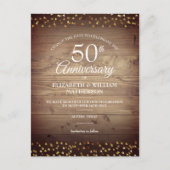 Verander de Datum 50th Wedding Jubileum Rustic Aankondigingskaart (Voorkant)