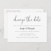 Verander de Datum B&W van het Manuscript Bieden Ui Uitnodiging Briefkaart (Voorkant / Achterkant)