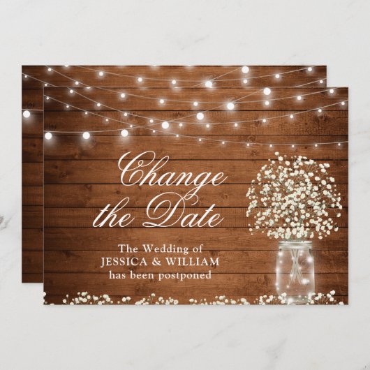 Verander de datum Baby's Breath Slingerlichtjes Ru Kaart (Voorkant / Achterkant)