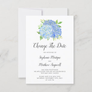 Verander De Datum Blauwe Hortensia Bruiloft Save The Date