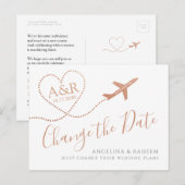 Verander de Datum Bronze Copper Destination Weddin Aankondigingskaart (Voorkant / Achterkant)