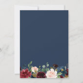 Verander de datum Chic Burgundy Navy Blue Bloemen Kaart (Achterkant)