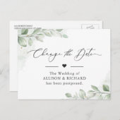 Verander de Datum Chic Greenery Eucalyptus Postpon Briefkaart (Voorkant / Achterkant)
