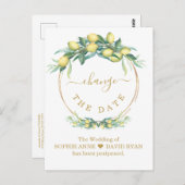 Verander de datum citroen gouden trouw uitgesteld briefkaart (Voorkant / Achterkant)