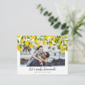 Verander de datum citroenen save the date foto briefkaart (Staand voorkant)