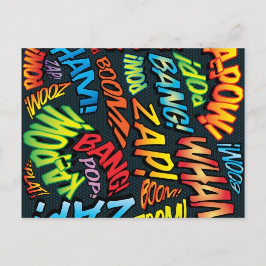 Verander de datum Comic Book Wedding Uitstel Aankondigingskaart (Achterkant)