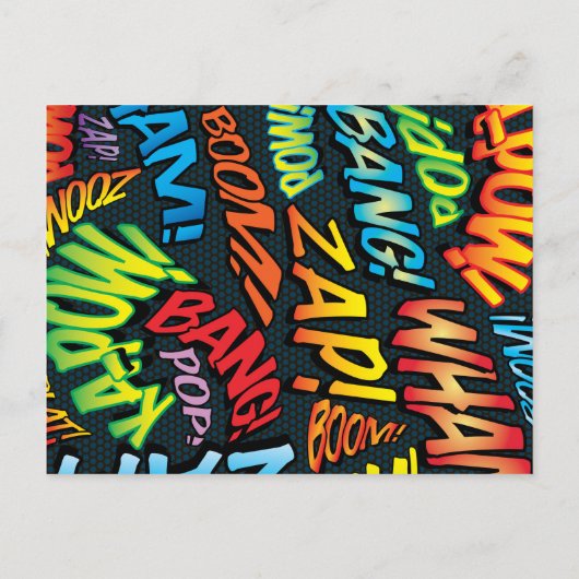 Verander de datum Comic Book Wedding Uitstel Aankondigingskaart (Achterkant)