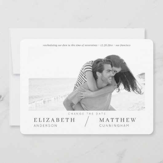 Verander de Datum Eenvoudige Chic Aangepaste Fotob Save The Date (Voorkant)