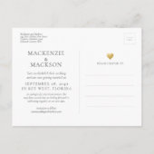 Verander de datum Eenvoudige gouden hart bruiloft Aankondigingskaart (Achterkant)