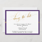 Verander de Datum Elegant Paars met Gold Stripe Ka Kaart (Voorkant)