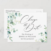 Verander de datum elegante eucalyptus bruiloft briefkaart (Voorkant / Achterkant)