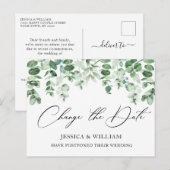 Verander de datum Elegante Eucalyptus Huwelijk Briefkaart (Voorkant / Achterkant)