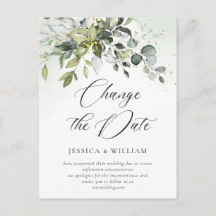 Verander de datum Elegante Eucalyptus Huwelijk Briefkaart