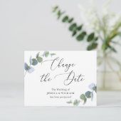 Verander de datum Elegante Eucalyptus Huwelijk Briefkaart (Staand voorkant)