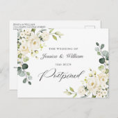 Verander de datum Elegante Eucalyptus Witte Rozen Briefkaart (Voorkant / Achterkant)