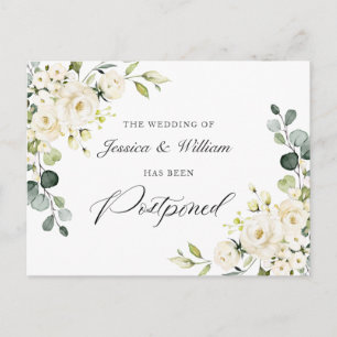 Verander de datum Elegante Eucalyptus Witte Rozen Briefkaart
