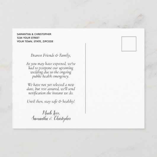 Verander de datum Elegante rode roos Huwelijk uitg Aankondigingskaart (Achterkant)