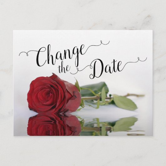Verander de datum Elegante rode roos Huwelijk uitg Aankondigingskaart (Voorkant)