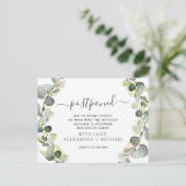 Verander de datum Eucalyptus Groen Uitgesteld Aankondigingskaart (Staand voorkant)