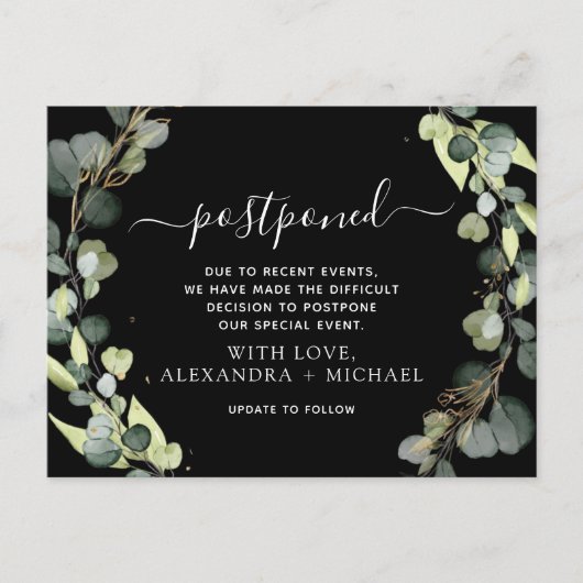 Verander de datum Eucalyptus Groen Uitgesteld Aankondigingskaart (Voorkant)