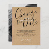 Verander de datum Foto Huwelijk Uitgesteld Geannul Aankondigingskaart (Voorkant / Achterkant)