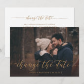 Verander de datum foto minimale moderne kalligrafi aankondiging (Voorkant / Achterkant)