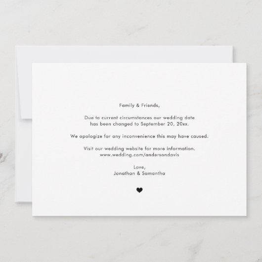 Verander de Datum Foto van het handschrift Zelfde Save The Date (Achterkant)