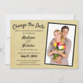Verander de Datum Foto Wedding Tan Brown Parchment Save The Date (Voorkant)