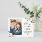Verander de Datum Gemakkelijke Blush Pink Foto Briefkaart (Staand voorkant)