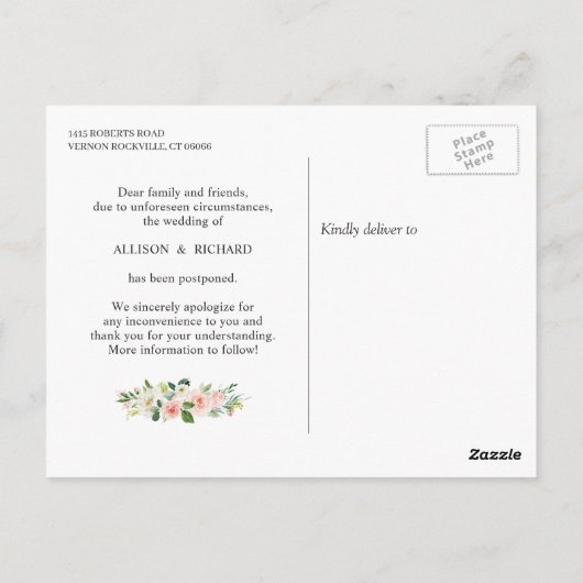 Verander de Datum Gemakkelijke Blush Pink Foto Briefkaart (Achterkant)