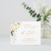 Verander de datum goud schrift groene en witte blo briefkaart (Staand voorkant)