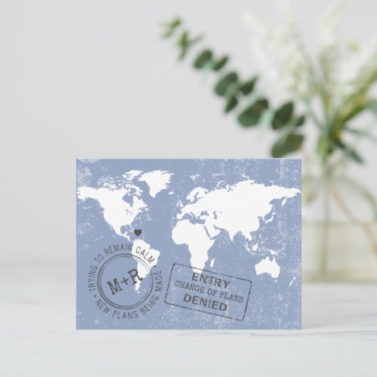 Verander de datum Grappig Modern Destination Weddi Aankondigingskaart (Staand voorkant)