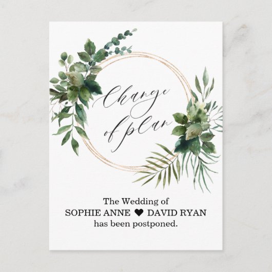 Verander de Datum Greenery Gold Wedding die wordt Briefkaart (Voorkant)