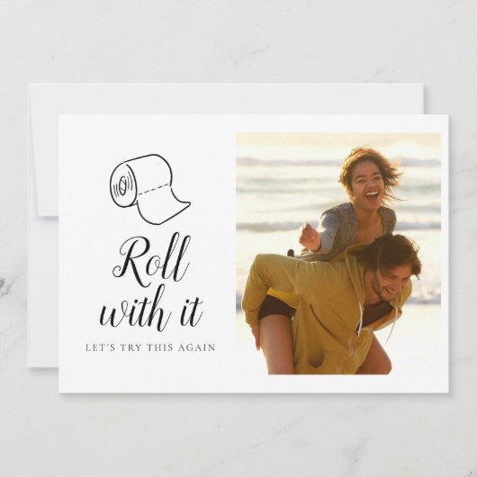 Verander de Datum Hercheduled Wedding Foto Save The Date (Voorkant)