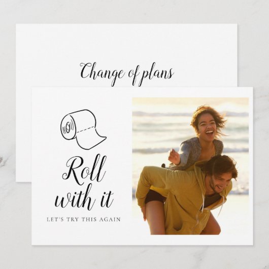 Verander de Datum Hercheduled Wedding Foto Save The Date (Voorkant / Achterkant)